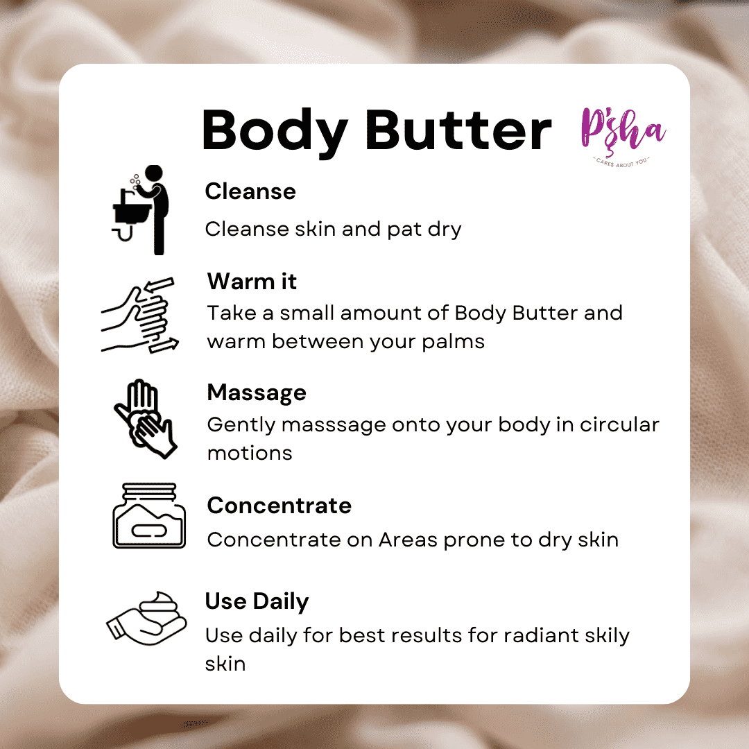 Psha Body Butter - Bloomy and Peachy Vibe for Men and Women - Pshacares