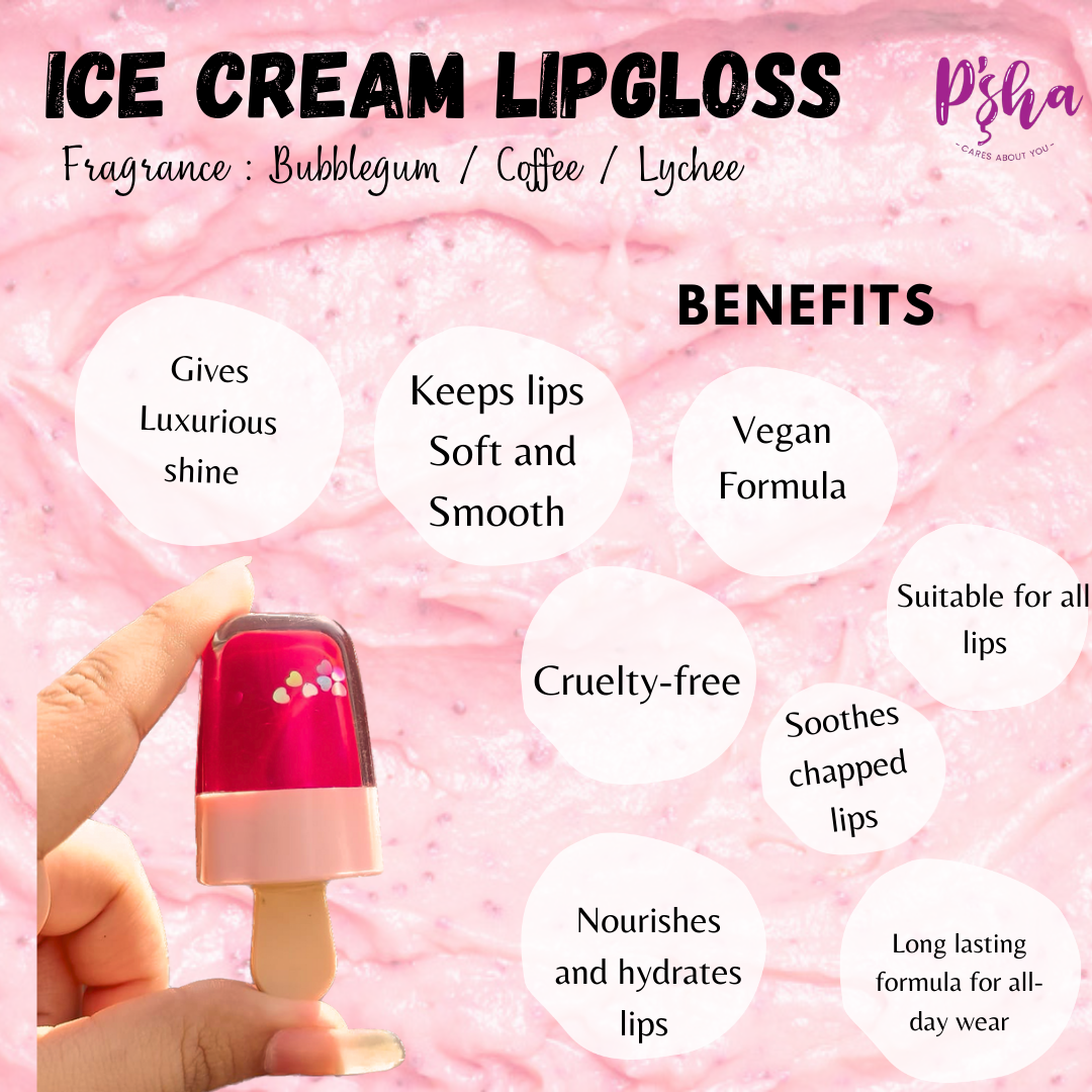 Long Lasting Lip Gloss | Ice Cream Lip Gloss - Luscious Shine, Nourishing Formula, Sweet Radiance