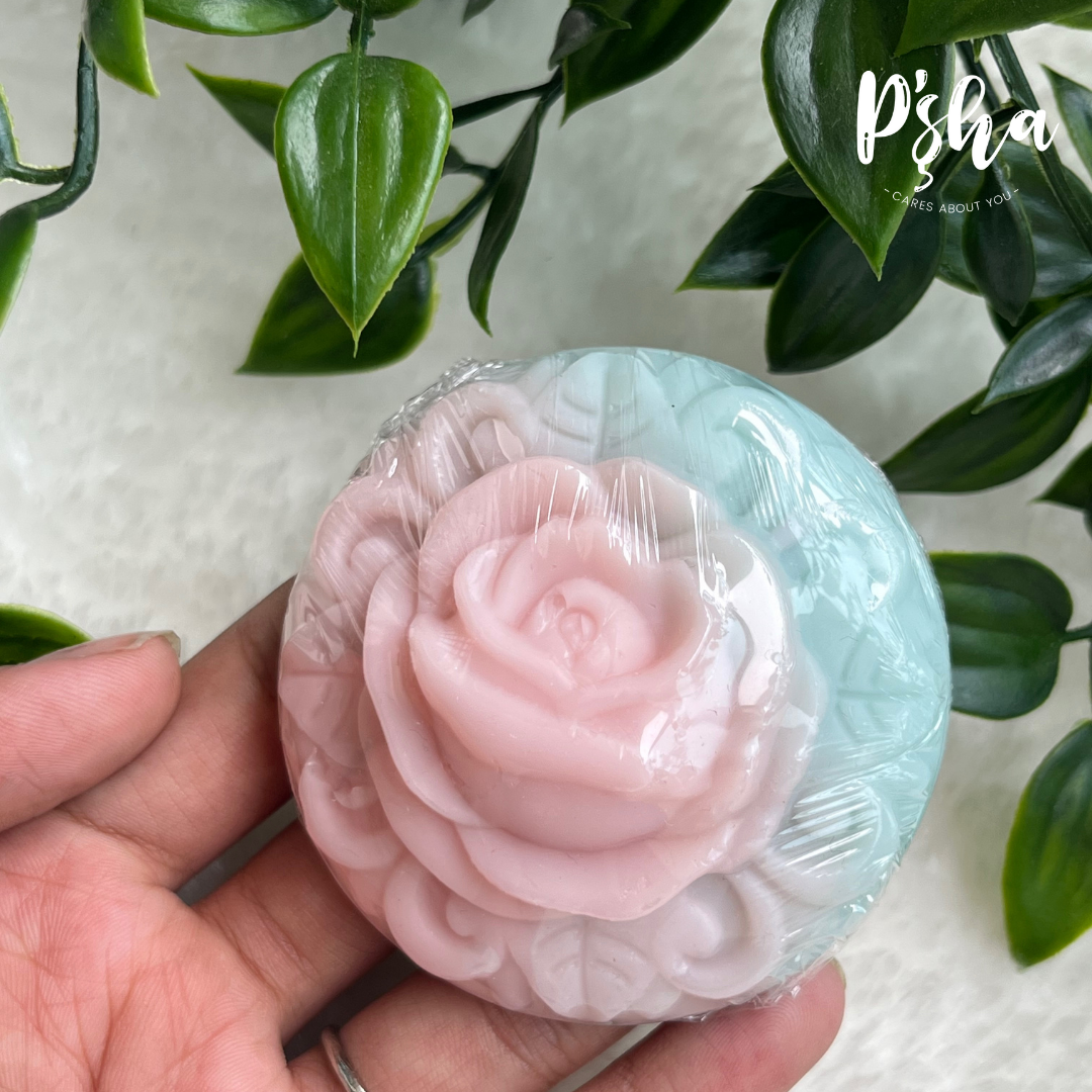 Discover our carved rose glycerin soap, a moisturizing and gentle cleansing bar that leaves your skin feeling refreshed and soft. Infused with natural oils for nourishment and hydration. Made in India.