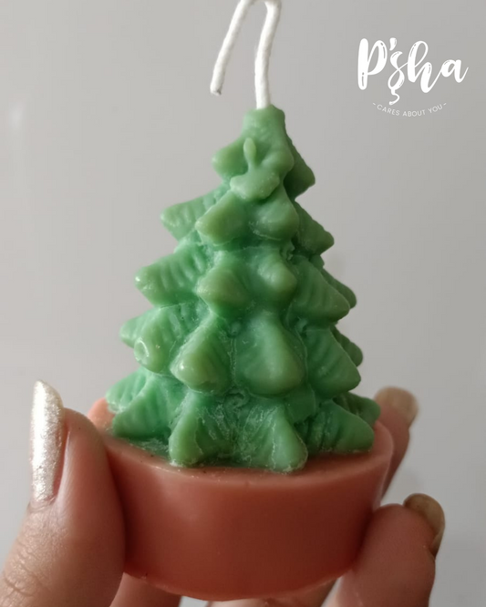 Christmas Tree Candle - Festive Holiday Decor from India